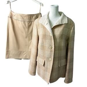 Escada Skirt Suit Set with Lamb Nappa Skirt Size 40/42